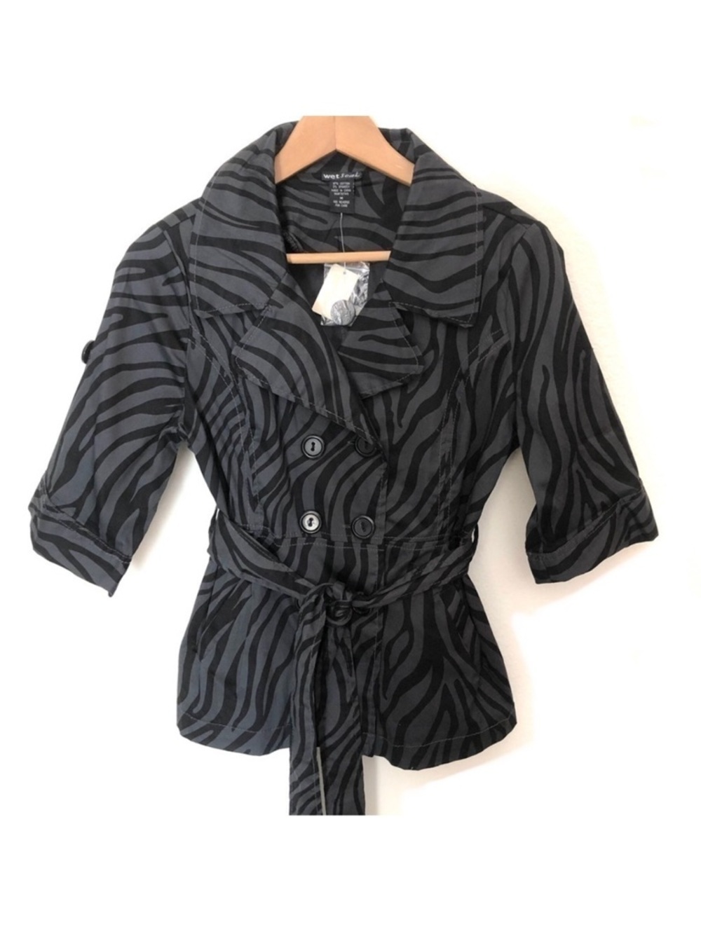 NWT Wet Seal Zebra Print Trench Jacket